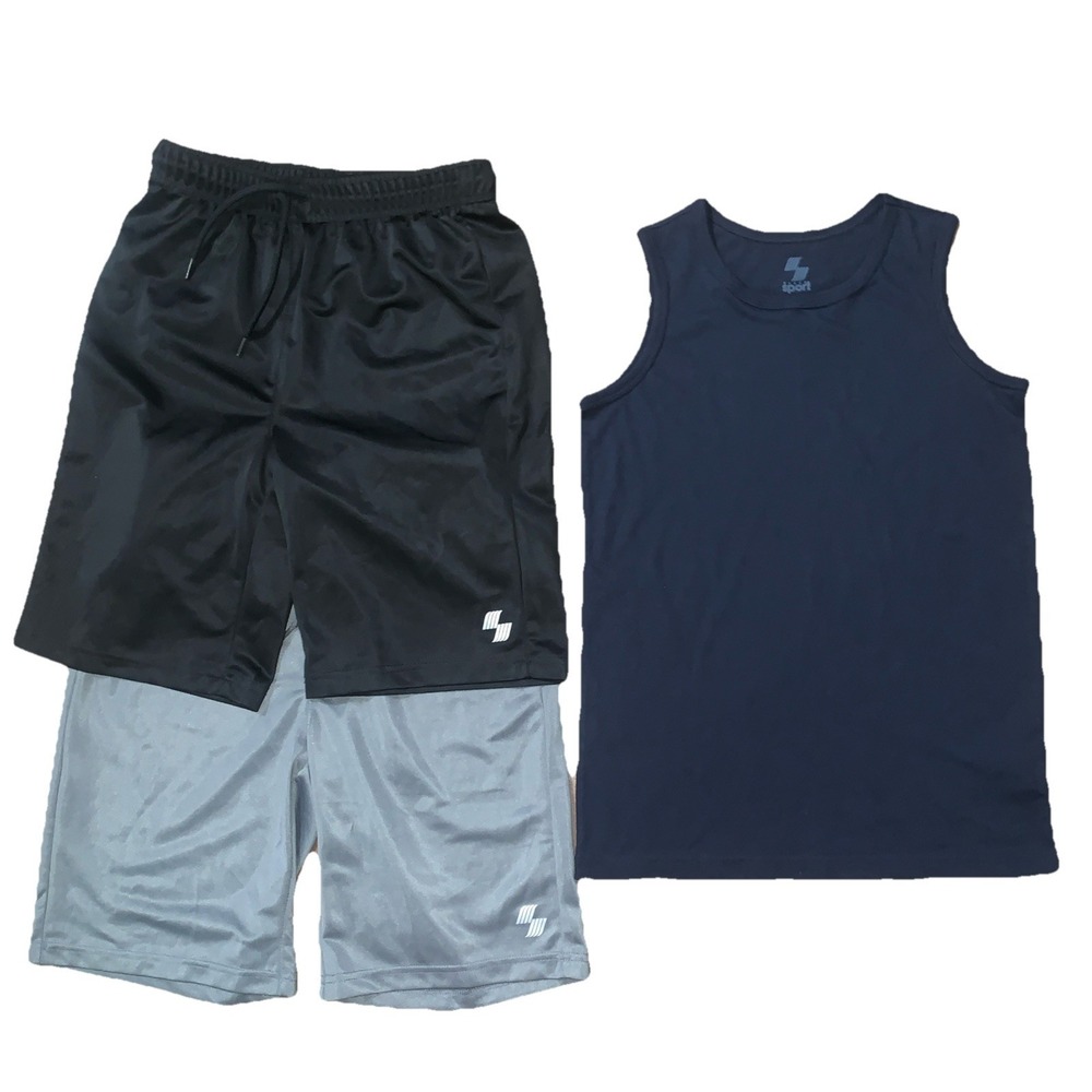 Lot Of 3 Place Sport Basketball Shorts Boys L 10/12 Tank Top Multi Drawstring